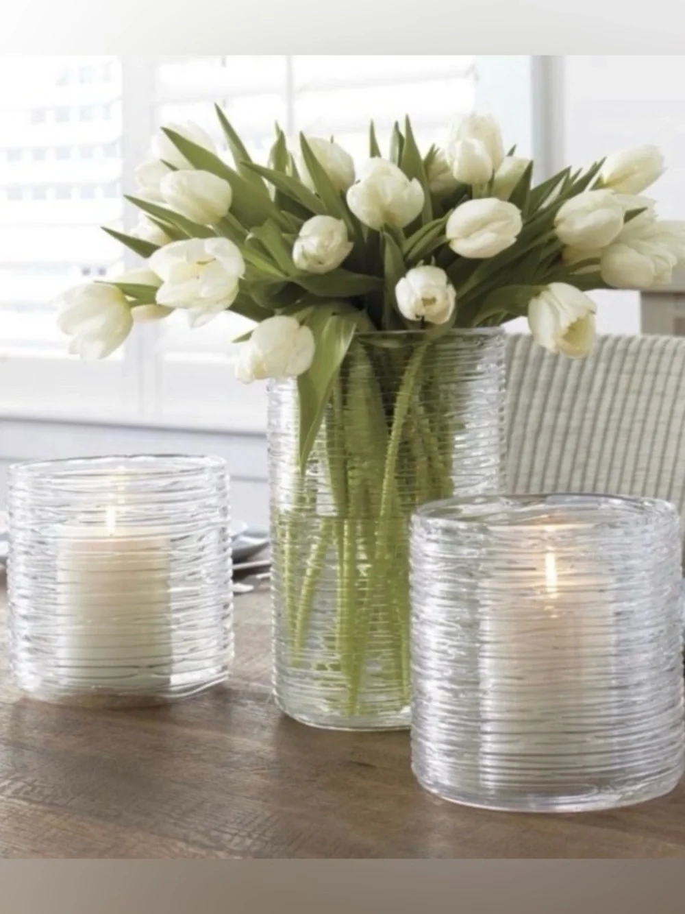 Crate & Barrel Spin Glass Candle Holders